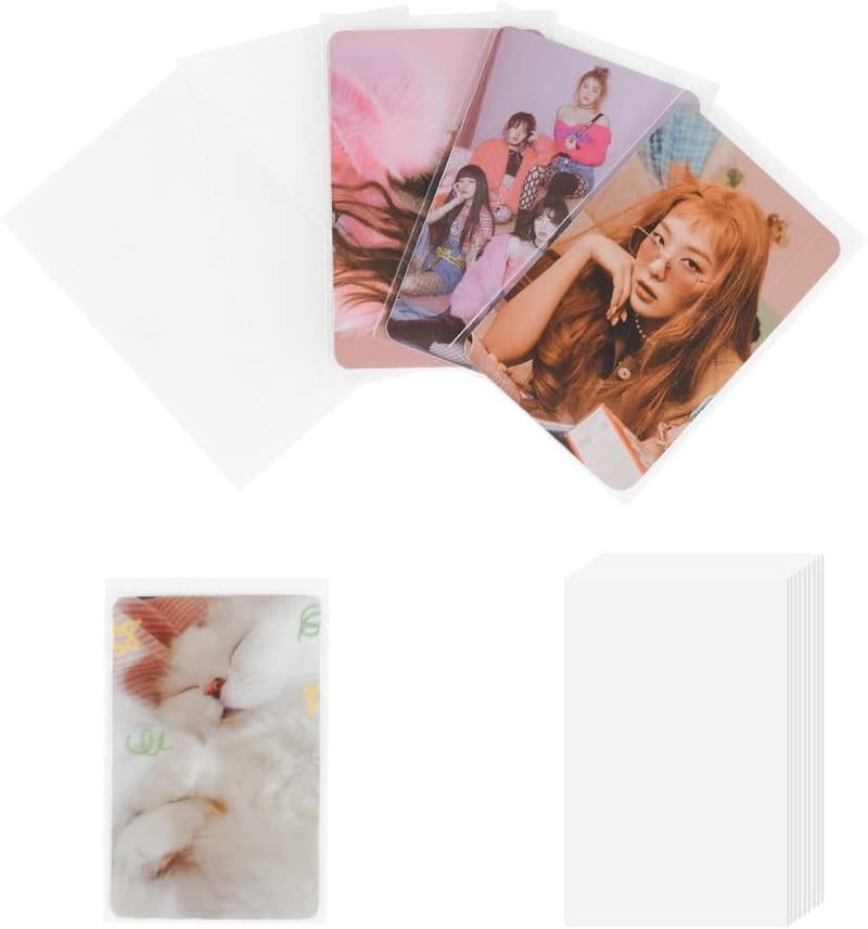 baskiss 100 Packs Photocard Sleeves, 59 x 90 mm Ultra Thickness 200 Microns CPP Clear Sleeve Idol Card Protector Holder Trading Shield Cover for 3 inch Polaroid Kpop Album Photo (Unsealable) - Image 1